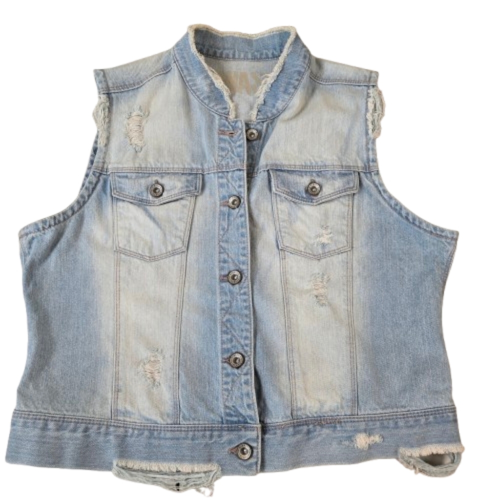 ReWash Distressed Denim Jacket Large Light Wash